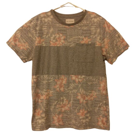 On The Byas tshirt mens M Medium gray floral all over print short sleeve pocket - Picture 1 of 8
